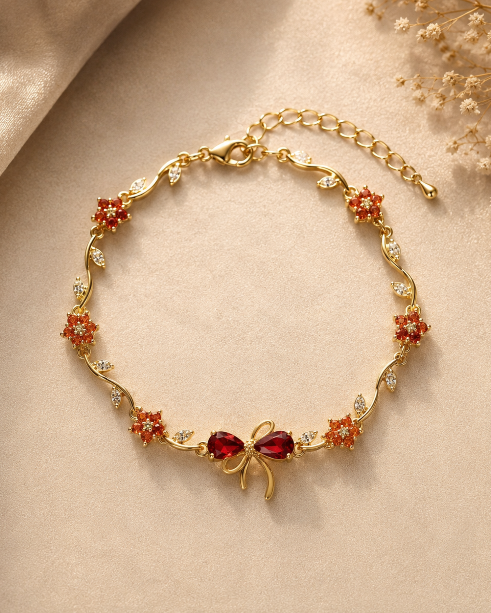 Ruby Tulip Bow Bracelet