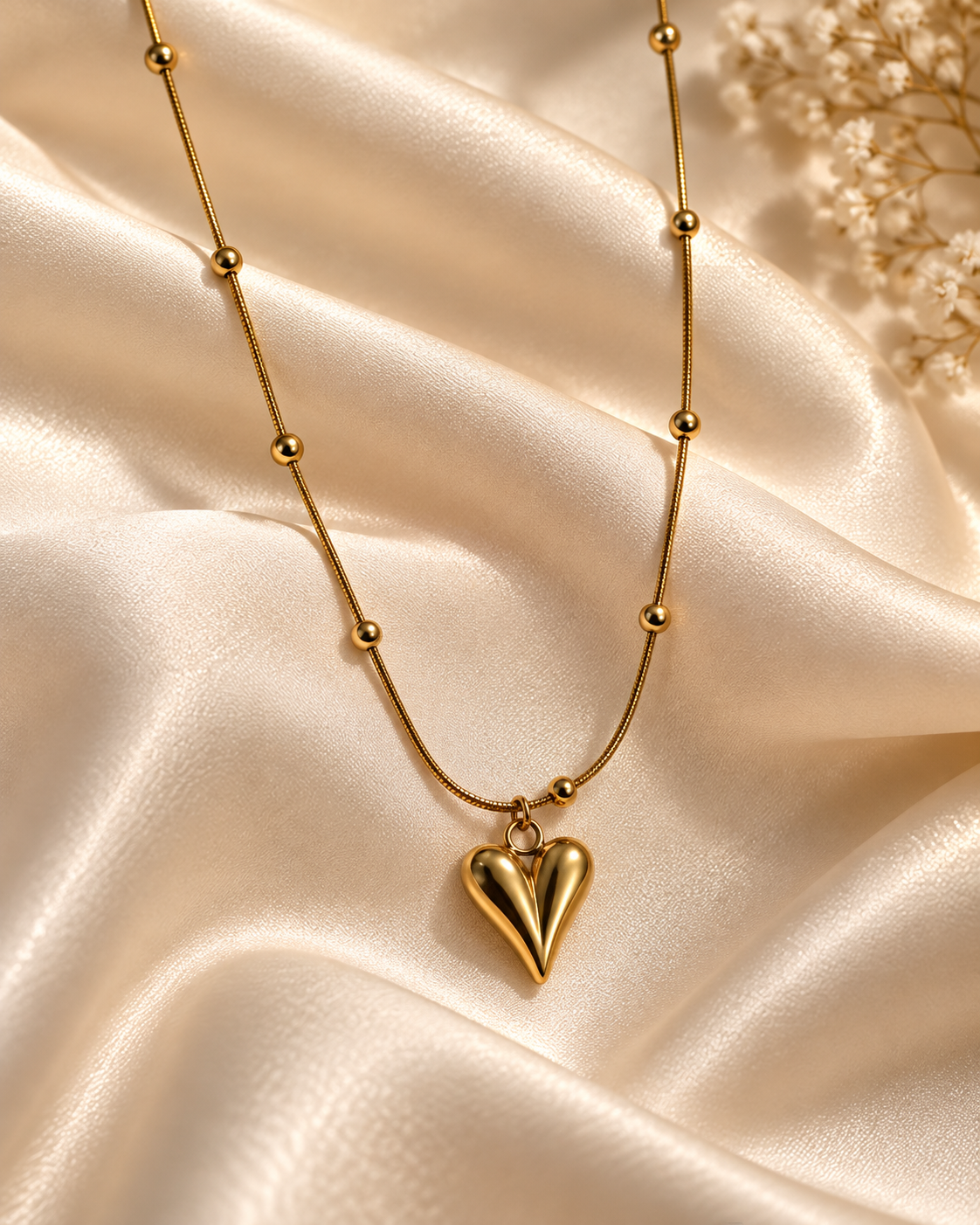 💛 Golden Heart Bead Necklace