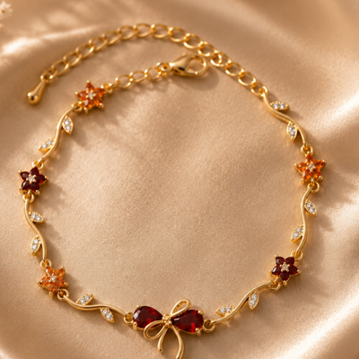 Ruby Tulip Bow Bracelet