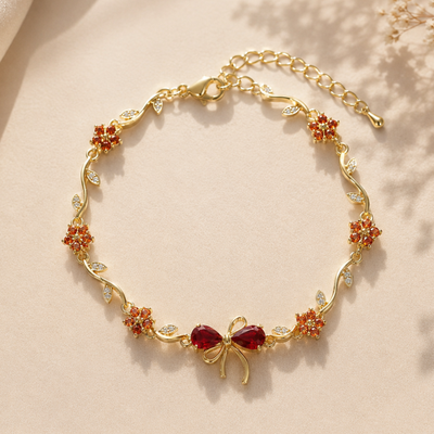 Ruby Tulip Bow Bracelet