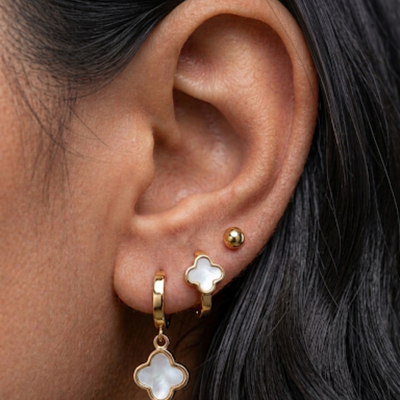Pearl Clover Drop Earrings