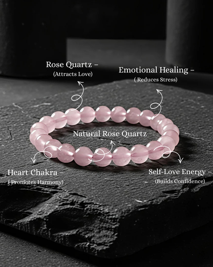rose quartz gemstone bead bracelet