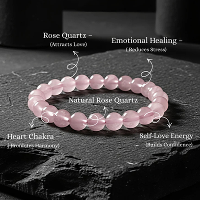 rose quartz gemstone bead bracelet