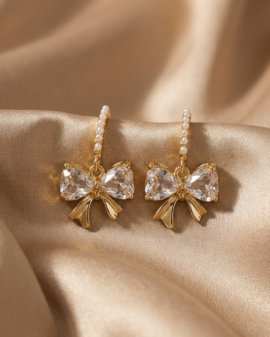 sweetheart bow drop earrings