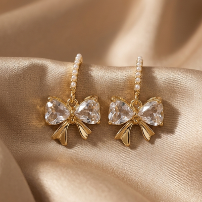 sweetheart bow drop earrings