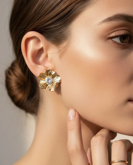 waterproof anti tarnish floral stud earrings